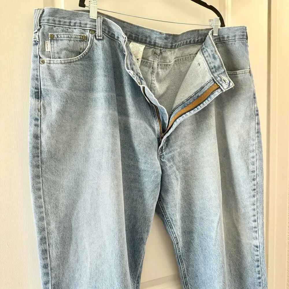 Carhartt B17 Mens Jeans 52x30 Relaxed Fit Light Denim Workwear Big Tall Pants